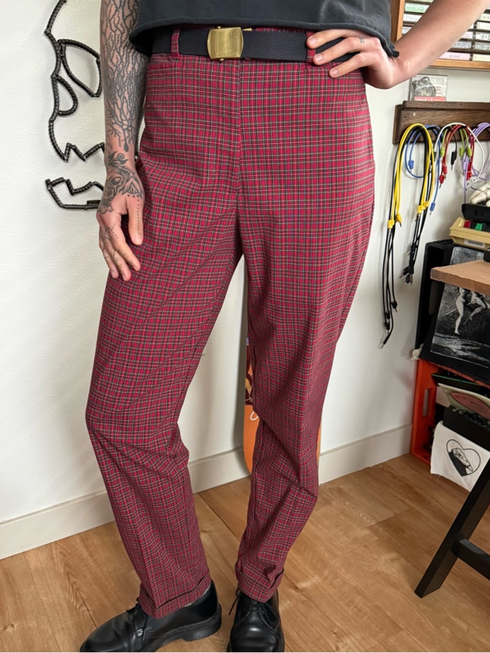 💀 SOLD 💀 Vintage 90s Y2K Tommy Hilfiger Plaid Pants ~ Size Medium - Picture 6 of 9
